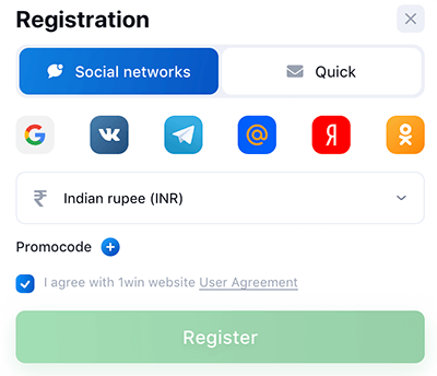 Registration by social networks